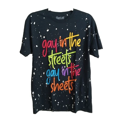Orgullo Gay Funny Print G.I.T.S.  Camiseta negra con pintura ácida salpicaduras Crew Foto 1 de 4