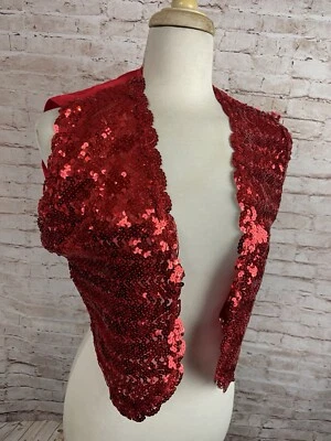 Chaleco Vintage Años 70 Lentejuelas Rojo Disco Noche Fiesta Estudio 54 Creaciones III Grande Foto 1 de 4