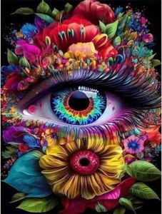 Trippy Eye Stamped Cross Stitch Kits - Needlepoint Counted Cross Stitch Kits for - Picture 1 of 8