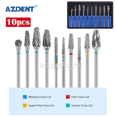 10 pcs Dental HP Tungsten Steel Carbide Cutter Polisher Denture Burs Lab Drill - Image 1 of 4