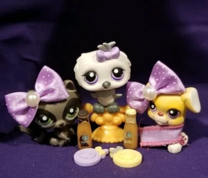 LITTLEST PET SHOP WINTER TIME TUBE RACCOON 449 OWL 450 PUPPY 451 Purple Yellow - Bild 1 von 8