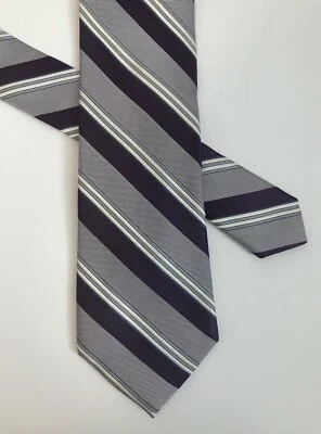 Corbata de seda Michael Kors púrpura gris rayas hombre 58 x 3 1/4 Foto 1 de 4