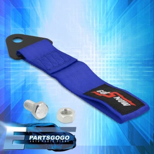 For GMC Sierra Godsnow Recovery Towing Hook Rope Strap Bumper Front & Rear Blue - Picture 1 of 3