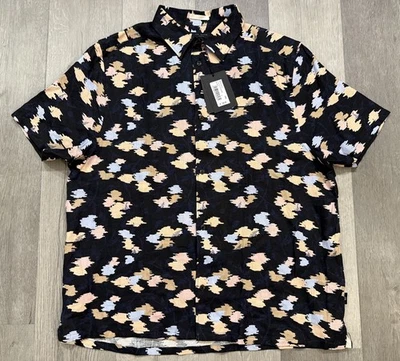 Camisa Ted Baker Hombre Negra Adriano Abstracta Floral Lino - Talla 5 (XL) Foto 1 de 4