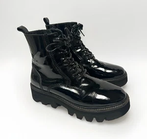 Jeffrey Campbell Stiefel Damen Combat Schnürung Lackleder schwarz Stollensohle 8,5 - Bild 1 von 14