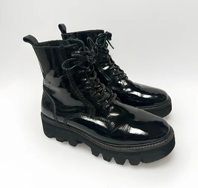 Jeffrey Campbell Boots Women’s Combat Lace Up Patent Leather Black Lug Sole 8.5 - Image 1 of 4