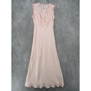 Jillian Jones Kleid Damen 8 Leinen Maxi Rüschen Schräg Boho zierlich leicht rosa - Bild 1 von 10