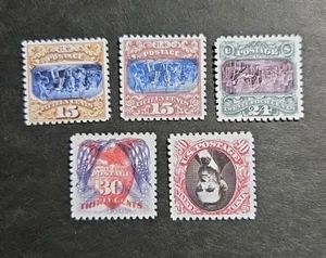 US Stamps SC# 118b-122b 1869 Invert Error Pictorial Issue Replica Set - Picture 1 of 2