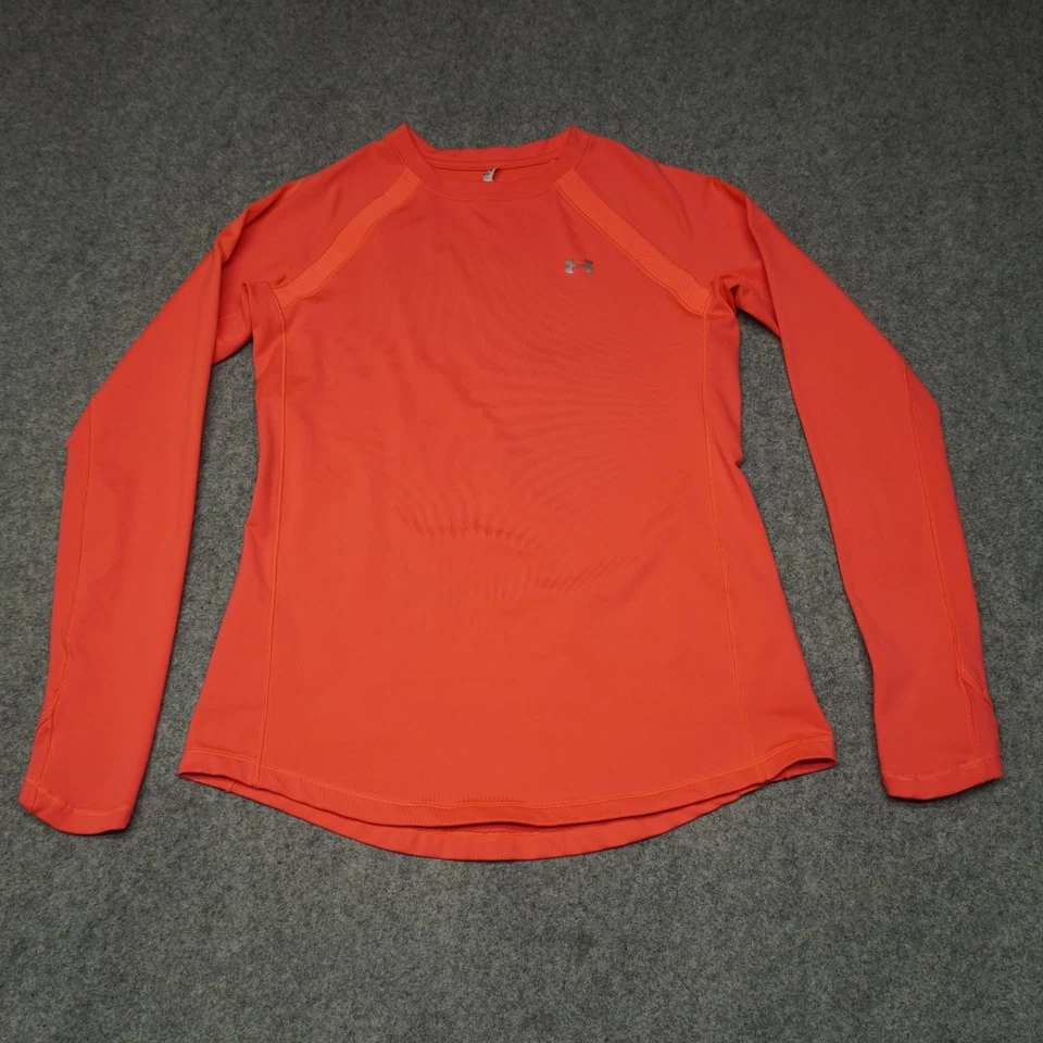 Under Armour Women's ColdGear Long Sleeve Top Small Orange Fitted - Image 1 of 4