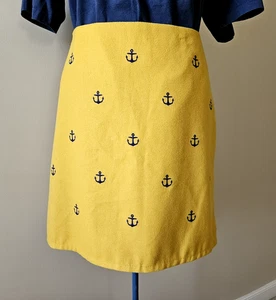 Women's Vineyard Vines Anchor Embroidered Skirt Size 8 Sun Shower Yellow Blue - Picture 1 of 10