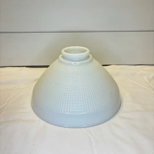 Vintage White Milk Glass Waffle Pattern Lamp Shade – 2.5” Fitter, 9.5” Diameter - Picture 1 of 7