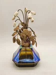 Vintage Gold Filigran Blatt/Blume Iridescent Parfum Flakon Western Germany - Bild 1 von 24