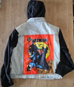 Batman Warner Brothers Black Hooded Denim Jacket, #batman #Gotham #DC - Picture 1 of 3