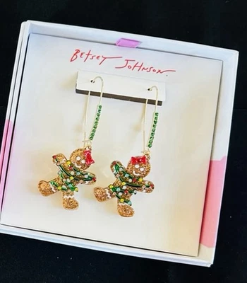 Pendientes de pan de jengibre con estrás Betsy Johnson nuevos en caja Foto 1 de 2