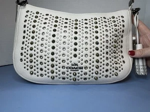 COACH All Over Studs Chelsea Shoulder Bag Crossbody 37036 Chalk White - Read!! - Picture 1 of 15