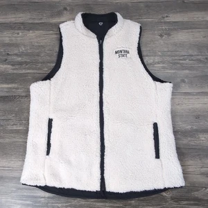Colosseum Bobcats MSU wendbare Sherpa gefütterte Weste Damen Large schwarz weiß - Bild 1 von 11