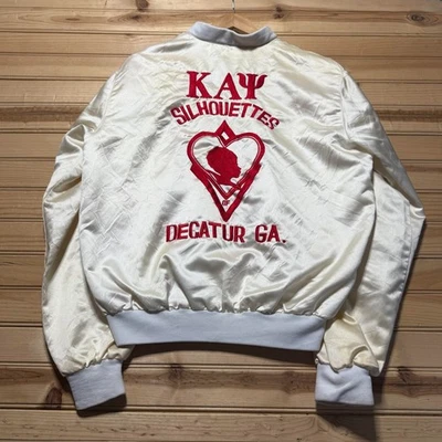 Chaqueta de satén mediana vintage años 80 Kay Kappa Alpha Psi Silhouettes Decatur Georgia Foto 1 de 4