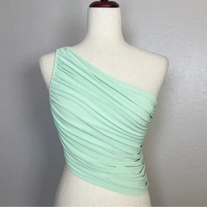 Top de natación NORMA KAMALI XS Seafoam verde Diana con un hombro acanalado drapeado para mujer - Imagen 1 de 11