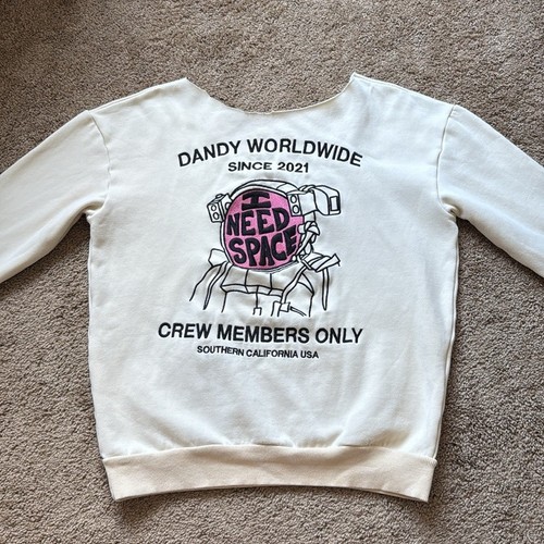 OFF WHITE Felpa oversize Dandy Worldwide I Need Space Cream collo tagliato