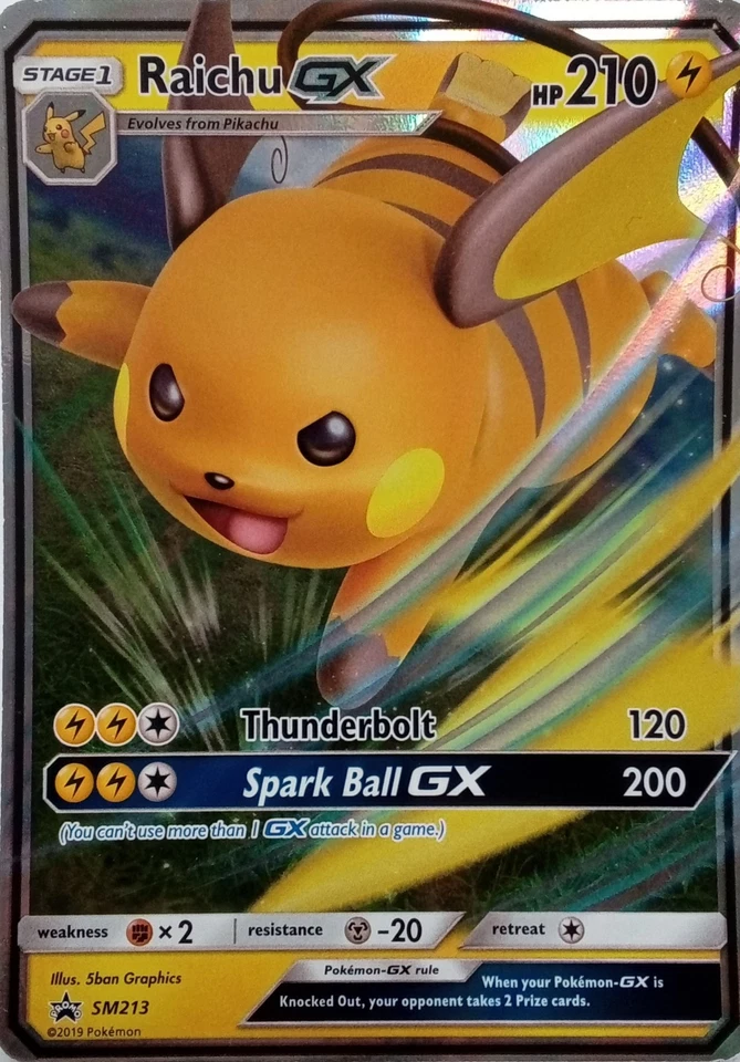 SM213 RAICHU EX ULTRA RARE SUN & MOON BLACK STAR PROMO POKEMON CARD - Image 1 of 1