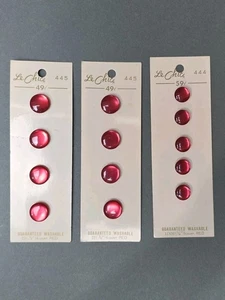 3 Sets Vintage Le Chic Red Pearlized Buttons 2 Sz- 9/16" 7/16" On Button Cards  - Picture 1 of 3