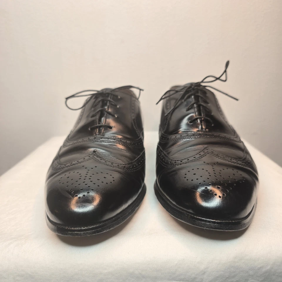 Bostonian Men's Oxford Shoes Size 10.5M Wingtip Black Leather USA Vintage - Image 1 of 4