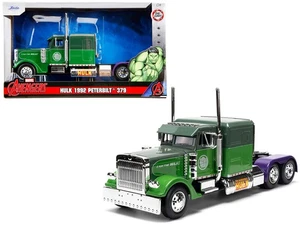 1992 Peterbilt 379 Truck Tractor Diecast Model Green Purple Hulk Marvel Jada - Picture 1 of 6