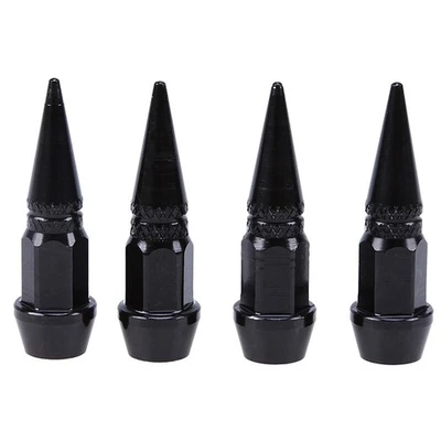 4Pcs BLACK Aluminum Metal Spike Wheel/Tire Valve Stem Car-Truck Air Caps Covers - Image 1 of 4