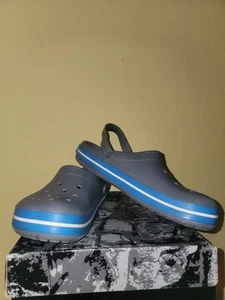 Crocs Crocband grau und blau Unisex Clogs Slipper Schuhe Pantoletten Herren Größe 13 - Bild 1 von 8