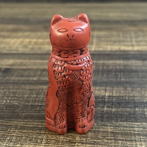 The Franklin Mint Curio Cabinet Cat Collection Cinnabar Red Cat 1988 - Picture 1 of 5