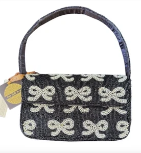 Viral Beaded Bow Handbag NWT Ribbon Beaded Rhinestone Shoulder Bag RARE NWT - Picture 1 of 1