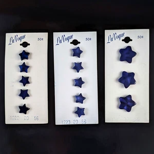 13 Vintage La Vogue Plastic Star Buttons Iridescent Purple On Cards 2 Sizes - Picture 1 of 17