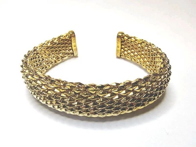 INCREDABLE AUTHENTIC SIGNED BRONZO ITALY THICK GOLD TONE MESH BRACELET NR - Image 1 of 4
