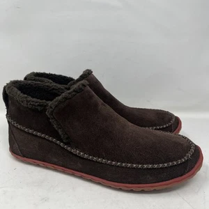 LL Bean Mountain Slipper Boot Mocs Fleece Lined Brown Suede Slip On Mens Size 13 - Picture 1 of 20