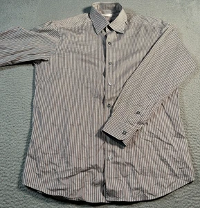 Ermenegildo Zegna Camicia Uomo Media Rossa Nera Righe Manica Lunga Bottoni Italia - Foto 1 di 8