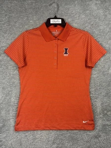 NIKE Dri-Fit University of Illinois Golf Polo da donna a righe medie Illini - Foto 1 di 5