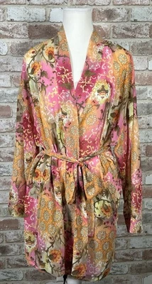 Bata Kimono Años 90 Victoria's Secret Gasa Rosa Naranja Estampado Paisley Talla M Foto 1 de 4