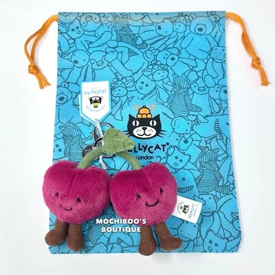 Jellycat AMUSEABLES CHERRIES BAG CHARM Plush Accessory NWT Juicy Twin LOVEY CUTE - Image 1 of 2