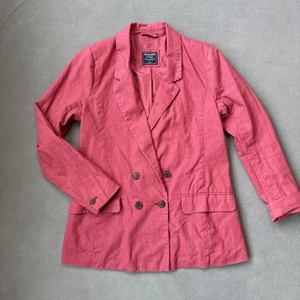 Abercrombie Fitch Blazer Womens Small Pink Linen Cotton Blend Y2K Fitted Jacket - Picture 1 of 22