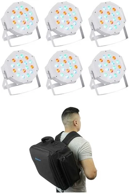 (6) Rockville RockPAR50 White LED RGB Par Can DMX DJ Wash Up-Lights+Backpack - Image 1 of 4