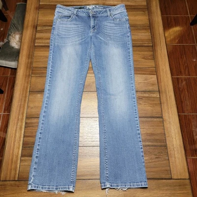 Pantalones de mezclilla Rock 47 de Wrangler tiro ultra bajo con bolsillo brillante - talla 31 X 32 Foto 1 de 4