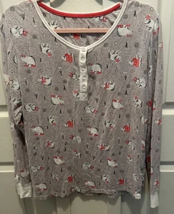 Conjunto de pijama Cuddl Duds talla M gris oso polar para mujer spandex "Vamos a ser acogedores" - Imagen 1 de 11