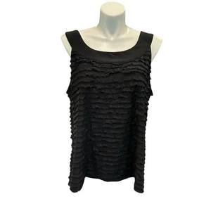 Cato Damen Plus 22W schwarz ärmellos Rüschen Shirt Top - Bild 1 von 6