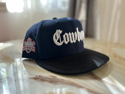Dallas Cowboys Antiguo Inglés Nueva Era Super Bowl XXVII Sombrero Azul Marino con Billete de Pana Foto 1 de 4