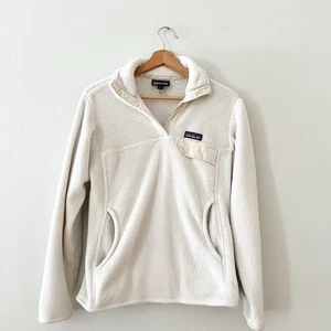 Patagonia Pullover Womens Small White Solid Fleece T Snap Sweater Fleece - Picture 1 of 4