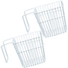 2 Hanging Wire Baskets Stainless Steel Rack Wall Storage Shelves Hooks Frames