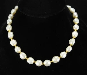 Collar Perla Barroca Blanco Mar Sur Natural 18"12-13mm - Imagen 1 de 3