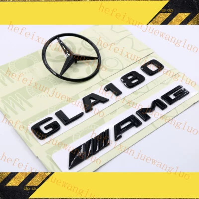 GLA X156 GLOSS BLACK SET OF 3 AMG GLA180 REAR STAR TRUNK BADGES EMBLEMS Foto 1 de 4