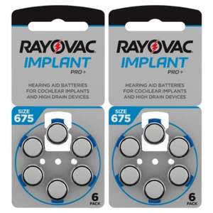 12 cells x Rayovac 675 Size Hearing aid batteries Cochlear Implant MF P675 PR44 - Picture 1 of 4