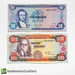 JAMAICA: Set of 2 Jamaica Dollar Banknotes.